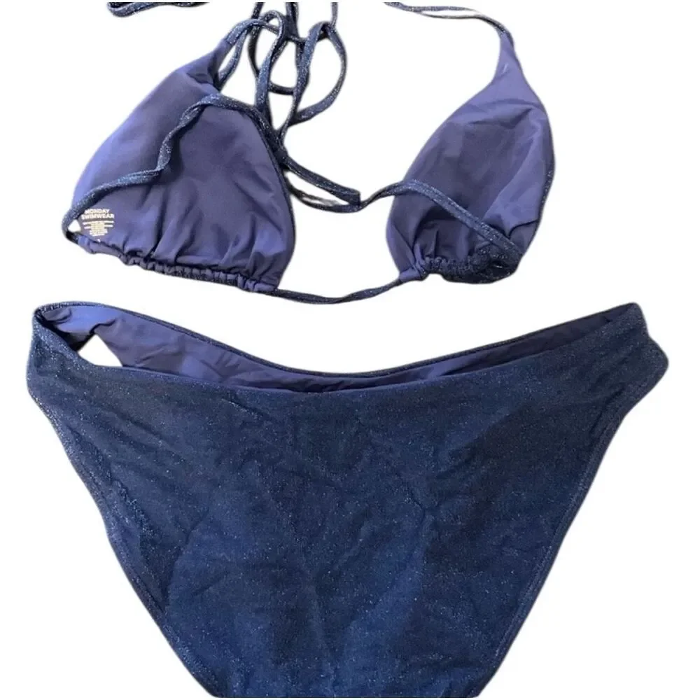 ✨Monday Swimwear Palma Navy Shimmer Sz V Bikini Set✨